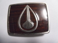 NIXON BROWN WOOD GRAIN SILVER METAL SKATER BELT BUCKLE