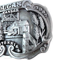Vintage Lucas Kansas 392/500 1987 Centennial Western Metal Belt Buckle Dart