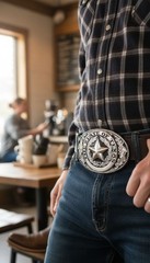 Men Women Silver Color Metal Belt Buckle Western Cowboy Texas State Lone Star TX