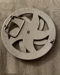 Belt Buckle Men’s Star Spinner Blue Yellow Green 4.25” Diameter Silver Metal