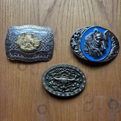 Metal Belt Buckles – Lot of 3 – Wolf Head Bull Head Eagle Designs