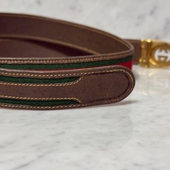 GUCCI buckle belt Sherry Line Gold hardware Made in Italy Brown Canvas Leather