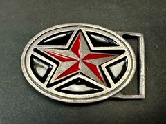 Moving Reversible Star (Red or Black) Belt Buckle by Heavy Metal Manufacturing