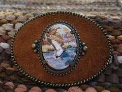 New Western Bronze and Suede Mallard Belt Buckle Artistic Impressions 