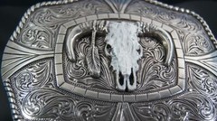 Nocona Western Belt Buckle Steer Bull Skull Silver Longhorn 37403