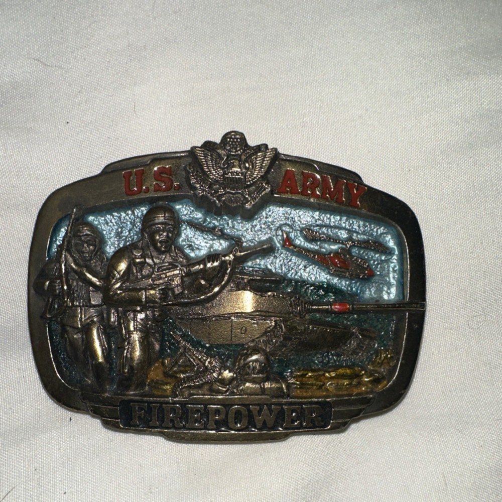 US Army Bronze Silver Metal Western Military Scene Belt Buckle for Men 1.5&Prime;