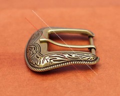 Antique Brass Western Floral Leathercraft 3pc Set Belt Buckle fit 35mm Belt