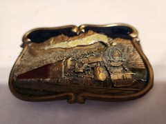 Vintage Bergamot « Locomotive #5473 Train with Smoke » Buckle New USA. 1984 U-149