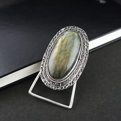 Natural Labradorite Gemstone Handmade 925 Sterling Silver Vintage Belt Buckle