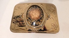 Gold belt buckle with 1907 indian head coin