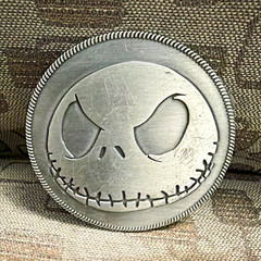 Disney Jack Skellington Round Silver Metal Interchangeable Belt Buckle 1.5in