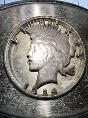 1924 Peace Silver Dollar Cutout Coin & Ornate Belt Buckle