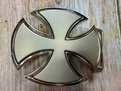 Maltese Celtic Iron Cross Gothic Punk Biker Vibe Cutout Silver Tone Belt Buckle