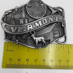 Vintage 1986 Siskiyou Vermont State Belt Buckle T-55 Freedom & Unity Made in USA