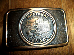 Montreal City Skyline Quebec Canada Olympic Stadium Downtown Belt Buckle