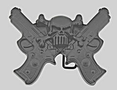 Skull Belt Buckles Black Metal Vintage Halloween Gun Pistols Pirate Skeleton