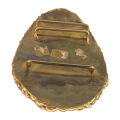 Goldtone Brass Colored Metal Belt Buckle With Turquoise Colored Stones Peacock