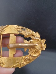 Vintage Sash Buckle Flower Gold Tone Roses