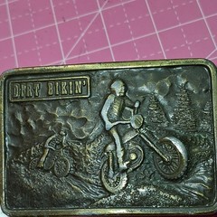 Bergamot Brass Works D-55 Motorcycle « Derf Bikin' » Brass Buckle 1.75in