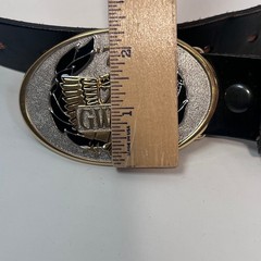 GWRRA 77 Eagle Biker Belt Buckle w/ Gold Wing Embossed Leather Belt USA Made