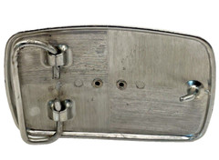 Metal Belt Buckle Silver Colored 3 1/4&Prime;Wx 2 1/4&Prime;H with Oval Hematite Cabochon