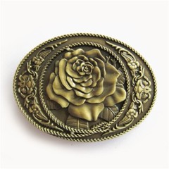 Vintage Bronze Plated Rose Western Oval Belt Buckle also Stock in the US