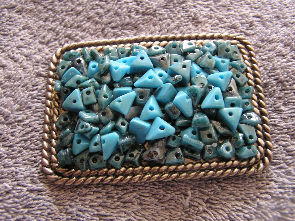 Vintage Belt Buckle with Beaded Design