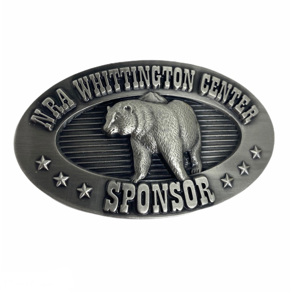 NRA Whittington Center Sponsor Brass Belt Buckle 3” X 1 3/4” Country Western