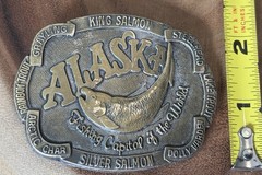 Vtg 1970 Bronze ALASKA Fishing Capital of the World Men&rsquo;s Collector Belt BUCKLE