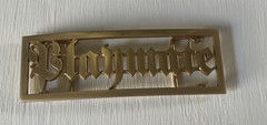 Gold Tone PLAYMATE Belt Buckle Metal Spellout rectangle( fits 1.5&Prime; w/belt)