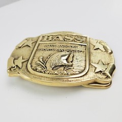 BASS Belt Buckle Anglers Sportsman Society Fishing Solid Brass 3&Prime;