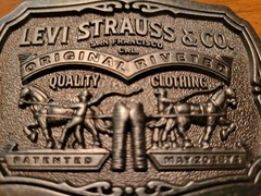 Levi Strauss Co 1873 Two Horse Brand Limited Edition Nice Used Metal Belt Buckle