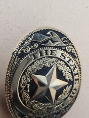 Texas Seal Belt Buckle Gold Extra Large Size 3.5&Prime; X 2.5&Prime;