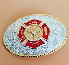 Aminco Heritage Collection Fireman&rsquo;s Belt Buckle Silver & 24K Gold Plated