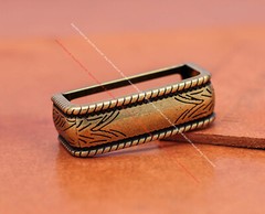 Antique Brass Western Floral Leathercraft 3pc Set Belt Buckle fit 35mm Belt