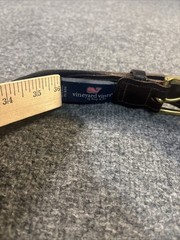 Vineyard Vines Belt Mens 32 Navy Blue Red Italian Cowhide Canvas Brass Buckle