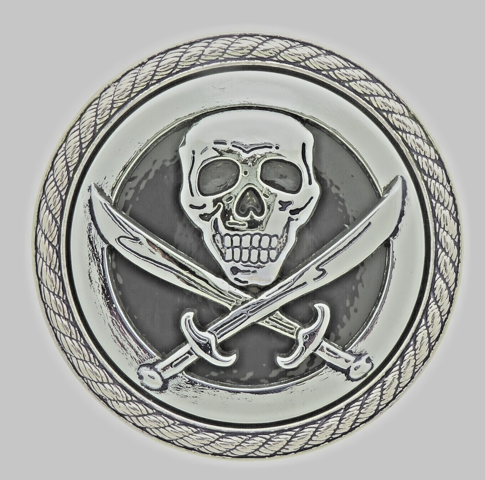 Skull Belt Buckle Men Women Vintage Swords Silver Metal Pirate Halloween Costume