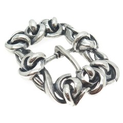 925 Sterling Silver Vintage Spiral Link Solid 140.8g Brutalist Belt Buckle