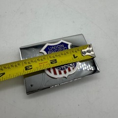 Union Pacific The Overland Route Chrome Mirror Belt Buckle Railroad