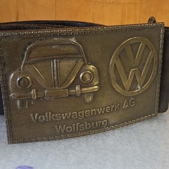 Volkswagen Bronze Metal Clip Belt Buckle w/ VW Logo, Fits 2 in Belt