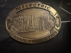 Texas Utilities Electric Co. Brass Belt Buckle 1993 Creative Casting