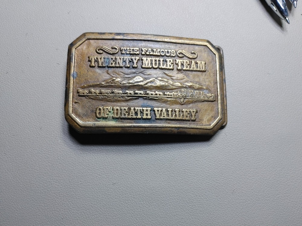 US Borax 1985 The Famous Twenty Mule Team of Death Valley Mining Belt Buckle