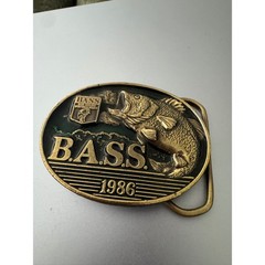 Vintage 1986 B.A.S.S. Member Belt Buckle Great American Buckle Co Fishing Brass