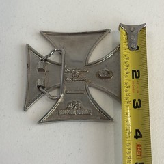 Silver Star Iron Cross Belt Buckle Silver Tone Made In USA Goth Grunge Moto FAIR