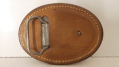 Oval Genuine Leather Belt Buckle Multi-Colored Tan Brown Red White Unisex 4&Prime;