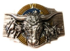 ✖ WESTERN STEER BULL Rope Cowboy Rodeo Style ✖ Belt Buckle ✖ Roping enamel USA
