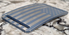 GRIP6 BELT BUCKLE – RUSTIC USA FLAG – PAINTED BLUE OVER SILVER – 1.5 INCH WIDE