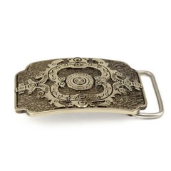 German silver belt buckle Sun, Ornamental, Ukrainian traditional cross amulet