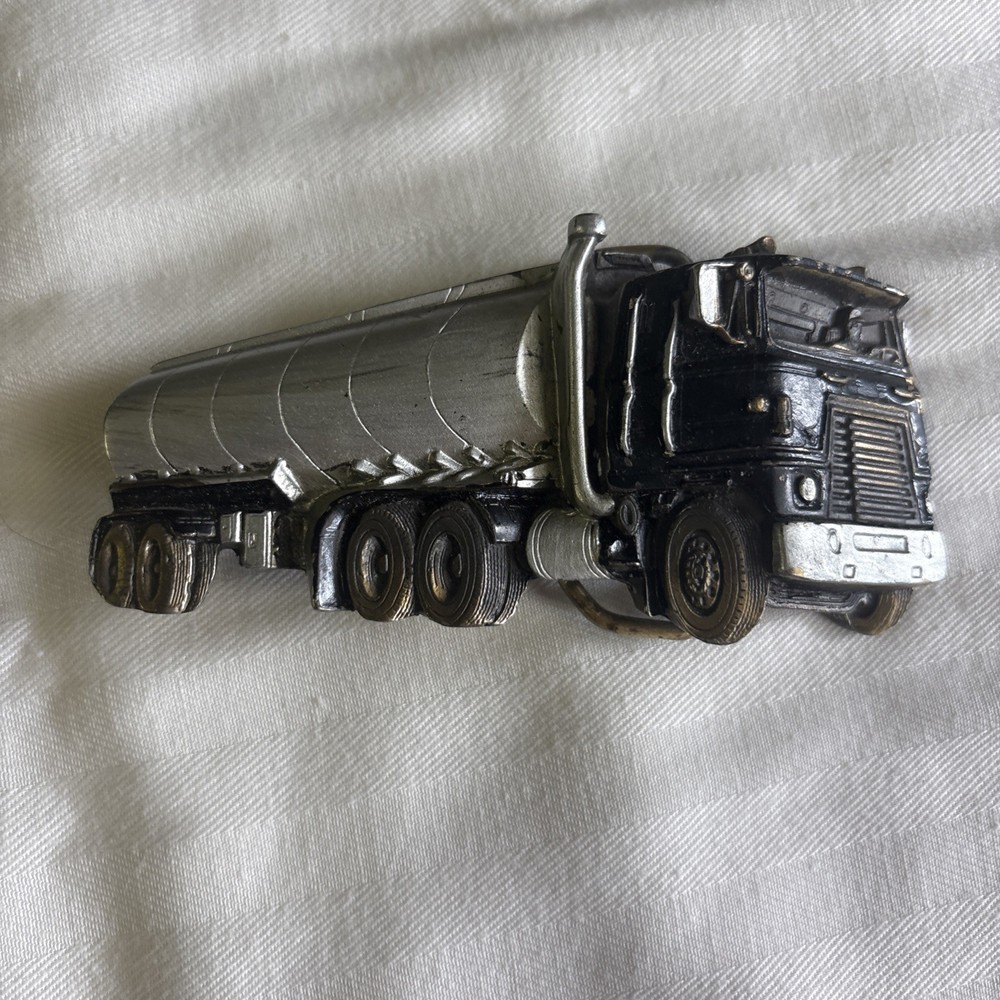 Vintage The Great American Buckle Co.Brass Tanker Truck Belt Buckle 1982 Trucker